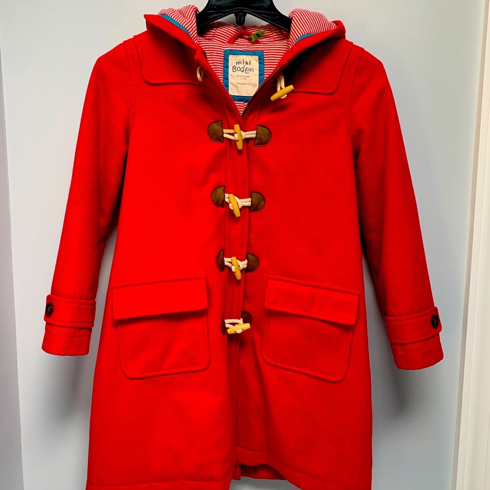 Mini Boden Red Toggle Coat